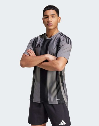 adidas performance Striped 24 jersey in team grey four / black