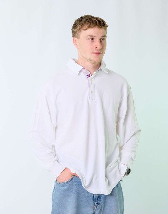 Vintage Tommy Hilfiger XL Long Sleeve Shirt White Polo