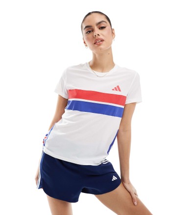 adidas Running Adizero Retro  Tee in white