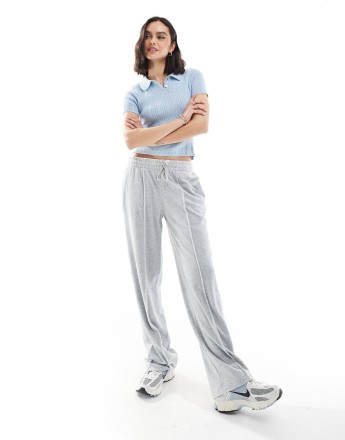 Stradivarius velour seam front jogger in grey