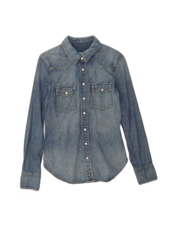 Vintage Levi's Denim Shirt UK 6 XS In Blue