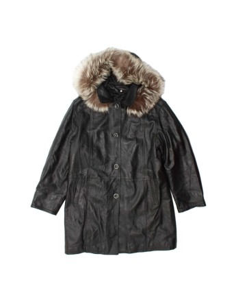 Vintage Hooded Leather Coat It 42 Medium In Black
