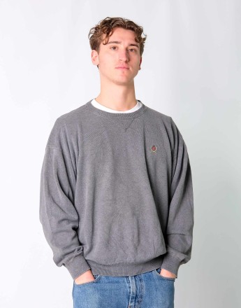 Vintage Tommy Hilfiger L Knit Sweatshirt Charcoal Grey