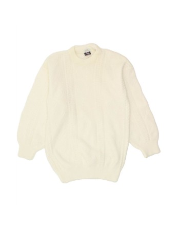 Vintage Crew Neck Jumper Sweater UK 10 Small In White