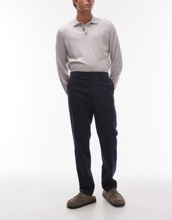 Mango herringbone tailored trouser in navy