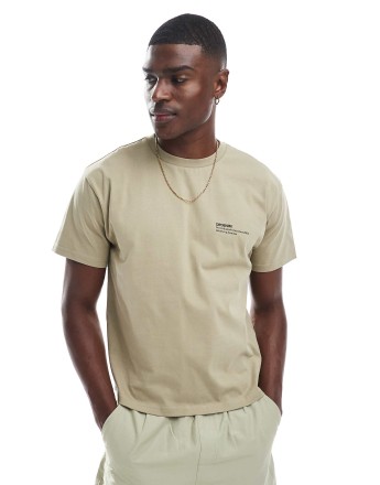 Dr Denim short sleeve crew neck logo graphic t-shirt in neutral beige