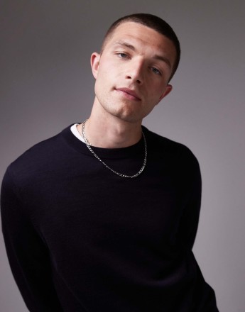 ARKET merino wool jumper with crew neck in dark blue