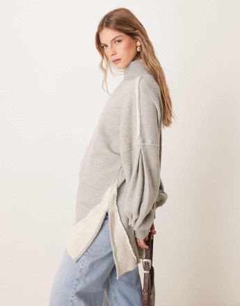 Free People super relaxed jumper in heather grey