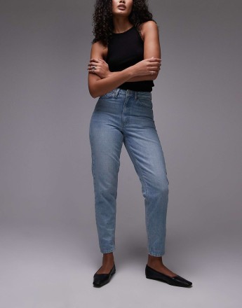 Topshop Hourglass Mom high rise jean in bleach