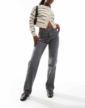 Stradivarius STR straight leg jean in washed grey