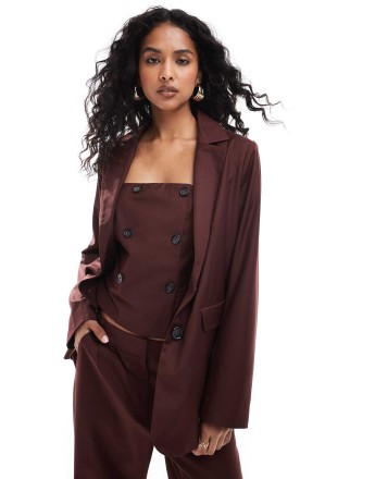 4th & Reckless tailored blazer co-ord in burgundy