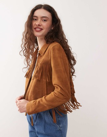 Barneys originals real suede harrington in tan
