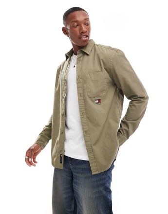 Tommy Jeans regular twill shirts in washed khaki
