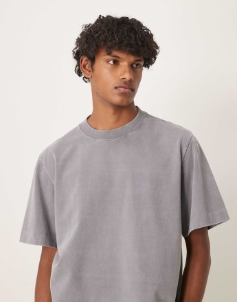 Abercrombie & Fitch premium cropped t-shirt in grey wash