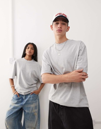 COLLUSION Unisex t-shirt in grey marl